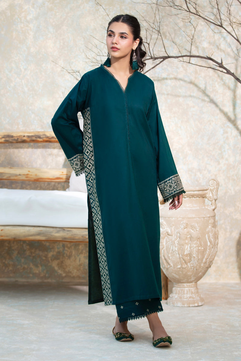 Teal Embroidered 2pc Suit