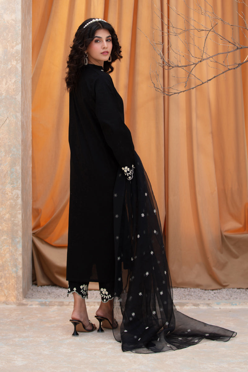 Black Embroidered 3pc Suit