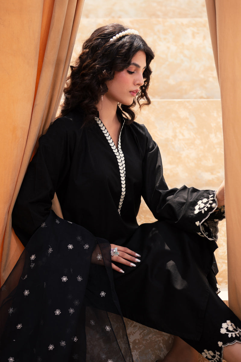 Black Embroidered 3pc Suit