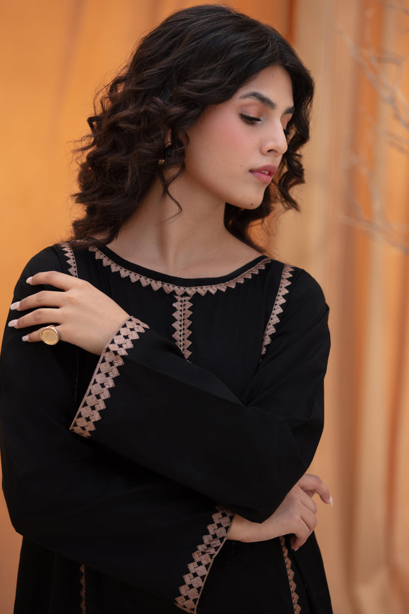 Black Embroidered 2pc Suit