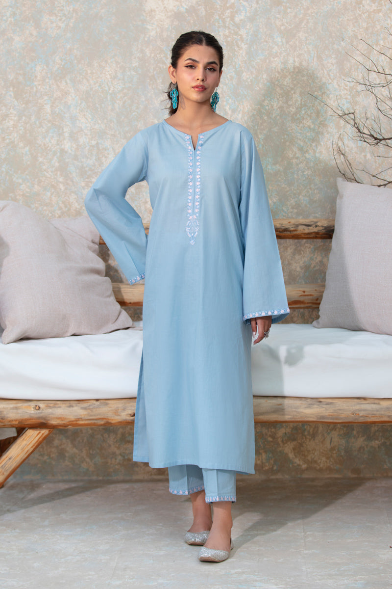 Light Blue Embroidered 2pc Suit