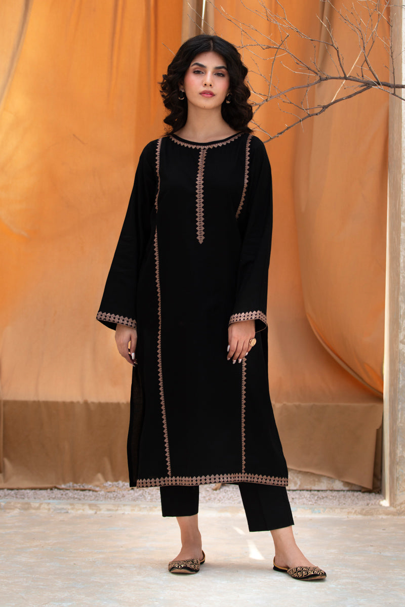 Black Embroidered 2pc Suit